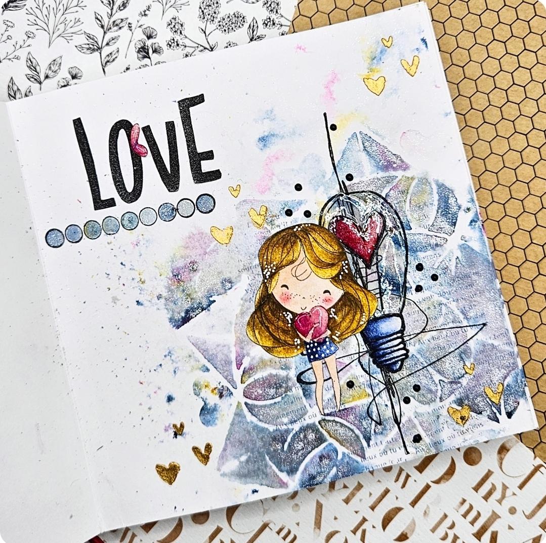 Art Journal LOVE par Marlene Arts avec tampons Fée du Scrap et l'Encre et l'image